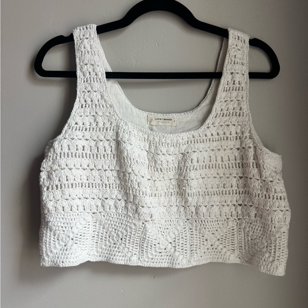 Lucky Brand White Crochet Crop Tank